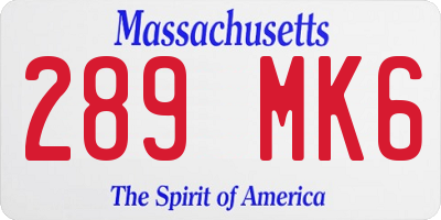 MA license plate 289MK6