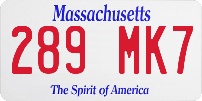 MA license plate 289MK7