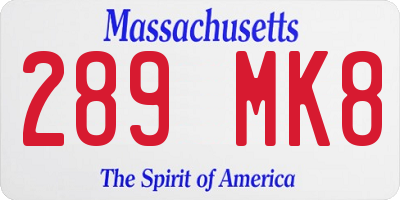 MA license plate 289MK8
