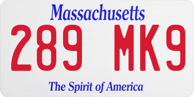 MA license plate 289MK9