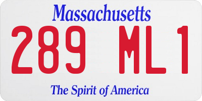 MA license plate 289ML1