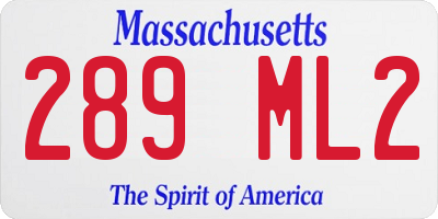 MA license plate 289ML2