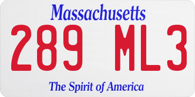 MA license plate 289ML3