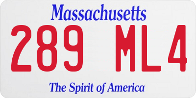 MA license plate 289ML4