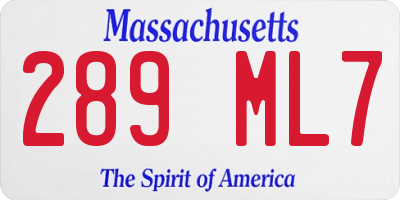 MA license plate 289ML7