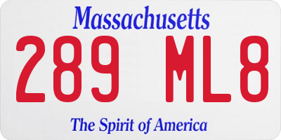 MA license plate 289ML8