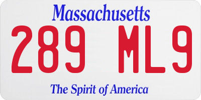 MA license plate 289ML9
