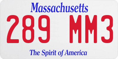 MA license plate 289MM3