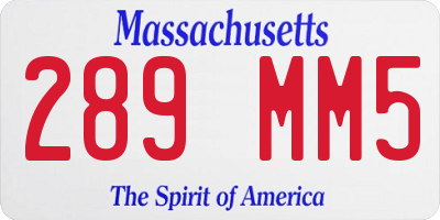 MA license plate 289MM5