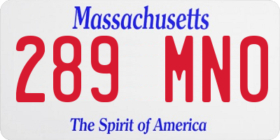 MA license plate 289MN0