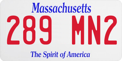 MA license plate 289MN2