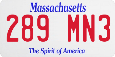 MA license plate 289MN3