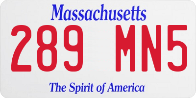 MA license plate 289MN5