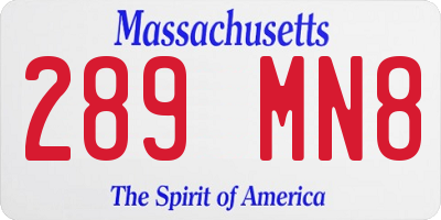 MA license plate 289MN8