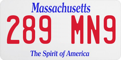 MA license plate 289MN9