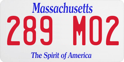 MA license plate 289MO2