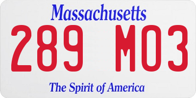 MA license plate 289MO3