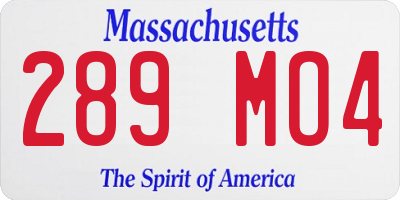 MA license plate 289MO4