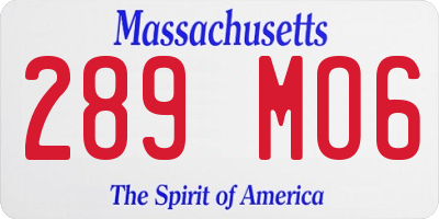 MA license plate 289MO6