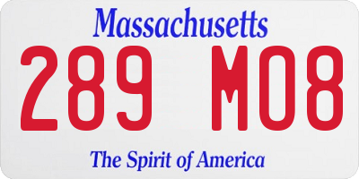MA license plate 289MO8