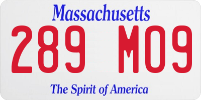 MA license plate 289MO9