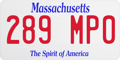 MA license plate 289MP0