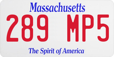 MA license plate 289MP5