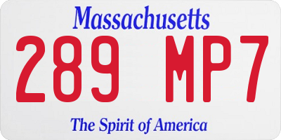 MA license plate 289MP7