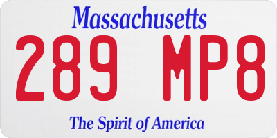MA license plate 289MP8