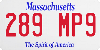 MA license plate 289MP9