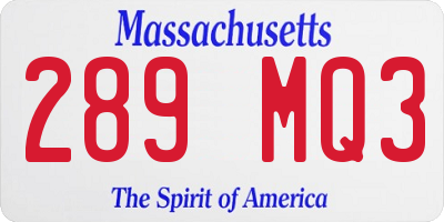 MA license plate 289MQ3
