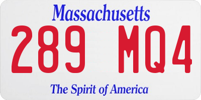 MA license plate 289MQ4