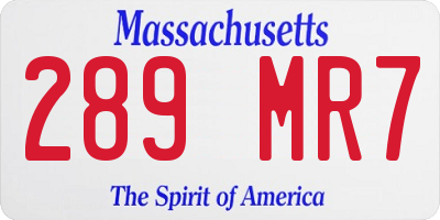 MA license plate 289MR7