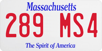 MA license plate 289MS4