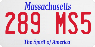 MA license plate 289MS5
