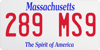 MA license plate 289MS9