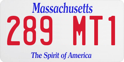 MA license plate 289MT1
