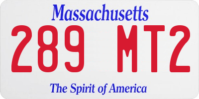 MA license plate 289MT2