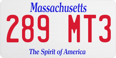 MA license plate 289MT3