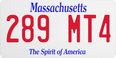 MA license plate 289MT4