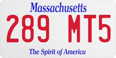 MA license plate 289MT5
