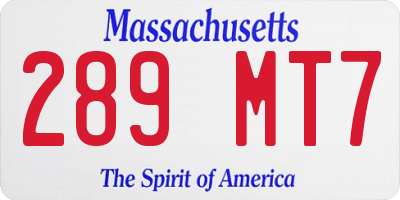 MA license plate 289MT7