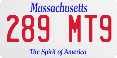 MA license plate 289MT9