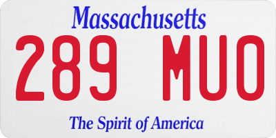 MA license plate 289MU0