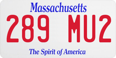 MA license plate 289MU2
