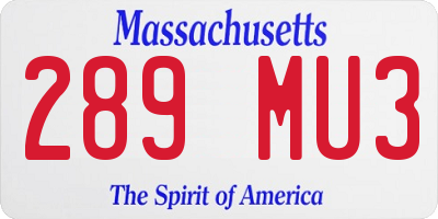 MA license plate 289MU3