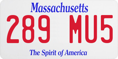 MA license plate 289MU5