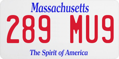 MA license plate 289MU9