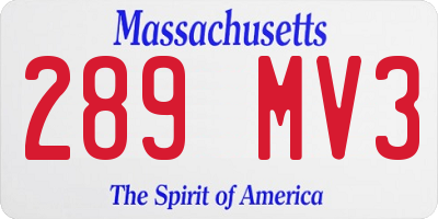 MA license plate 289MV3