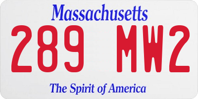 MA license plate 289MW2